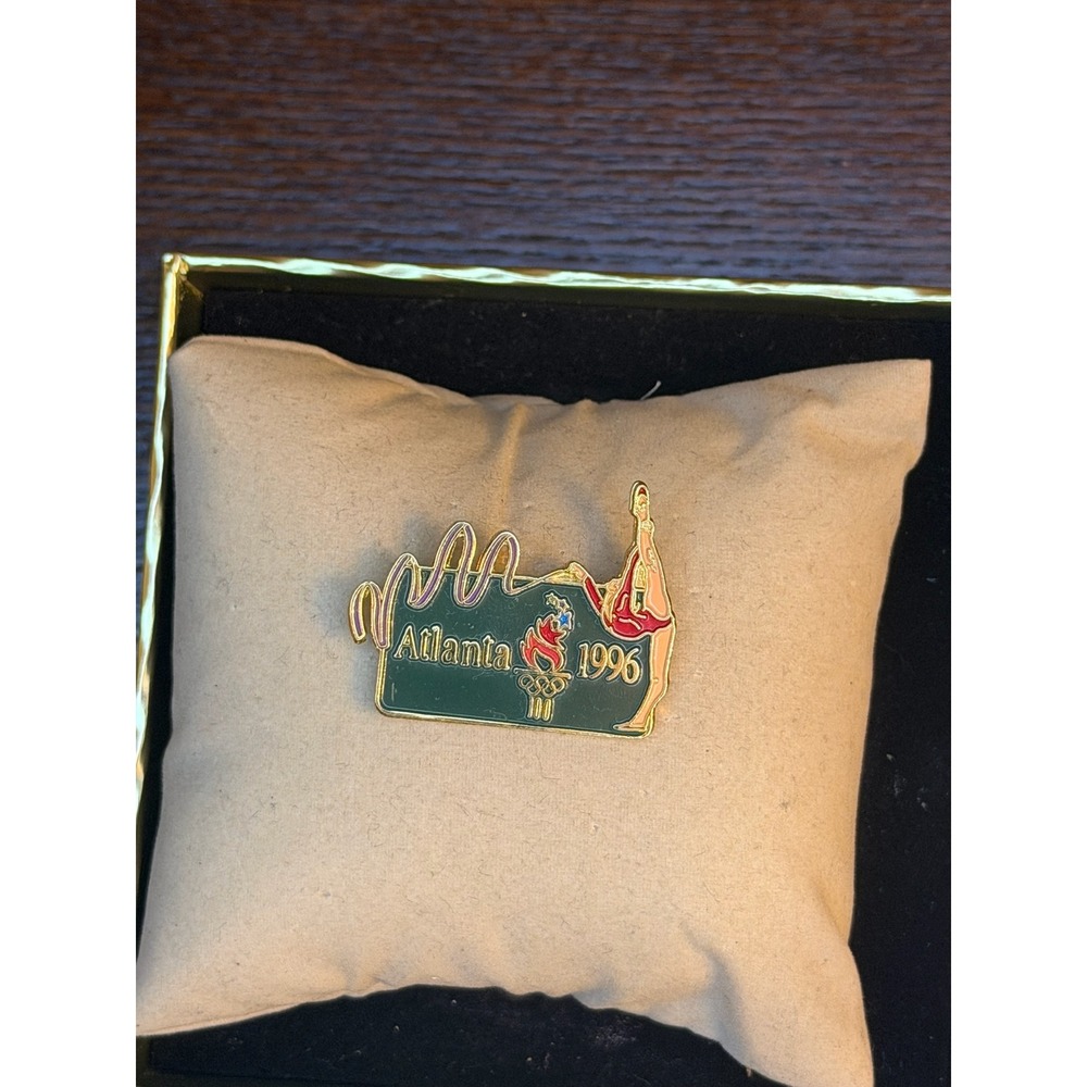 Vintage Atlanta 1996 Olympic Games Rhythmic Gymnastics Enamel Lapel Pin Gold